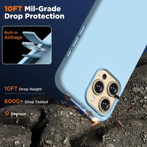 Miniatura 6 de Funda compatible con iPhone 15 Pro, funda de silicona líquida, funda protectora de cuerpo completo a prueba de golpes, funda delgada para teléfono