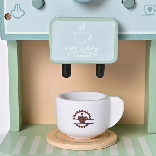 Miniatura 6 de Juguetes de Madera para Niños Accesorios de Cocina de Juguete para Niños Pequeños Cafetera de Café Verde Máquina de Espresso Juego de Cocina