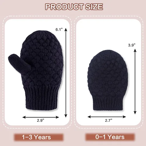 Miniatura 6 de Guantes de punto para bebés, niños y niñas, guantes de invierno para recién nacidos, guantes de 0 a 3 años