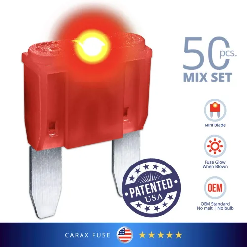 Miniatura 2 de CARAX Premium Mini Blade 50 uds. Surtido Kit LED Fusible Automotriz Inteligente Auto Glow Fusible Fácil Identificación Mezcla 50 uds.
