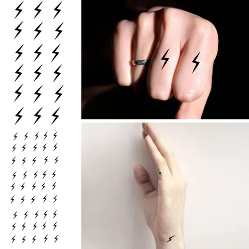 Miniatura 2 de Tattoonova 6 hojas de tatuajes temporales para hombre, relámpagos, recuerdos de fiesta, trueno, cuerpo, cara, número de tatuajes falsos