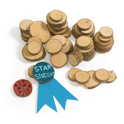 Miniatura 5 de Colorations Rondas de madera natural, 50 piezas con corteza, de 1 3/4 a 2 3/8 pulgadas recicladas, ramas, lisas, artes y manualidades, naturaleza