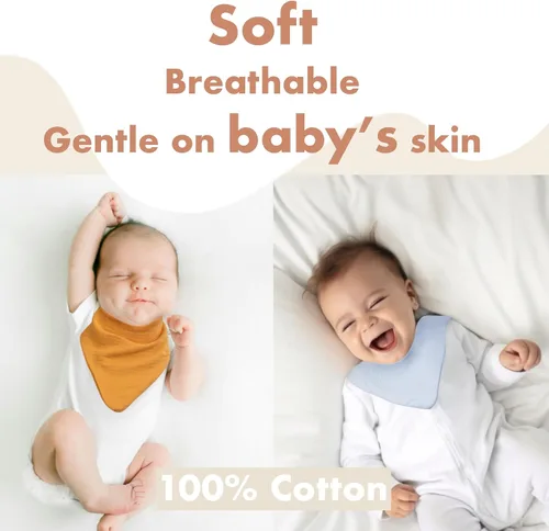 Miniatura 3 de Paquete de 8 baberos de muselina 100% algodón, baberos ajustables para bebés de 0 a 36 meses, niños y niñas
