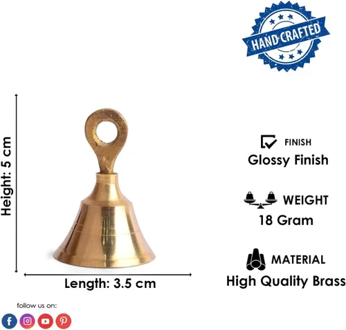 Miniatura 4 de Juego de 6 campanas de latón para colgar en el templo de Pooja Mandir, para el hogar, campanas de Navidad, decoración de árboles, artesanías