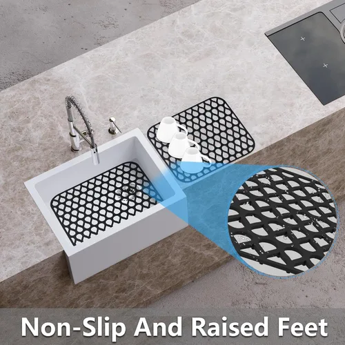 Miniatura 2 de Protectores de fregadero para fregadero de cocina, 2 piezas de alfombrilla de cocina de silicona de 13.58"x11.6", protector inferior antideslizante