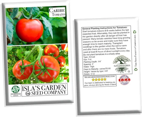 Miniatura 6 de The Caribe Caribbean Semillas de tomate para plantar, más de 100 semillas tradicionales por paquete, semillas de jardín de Isla