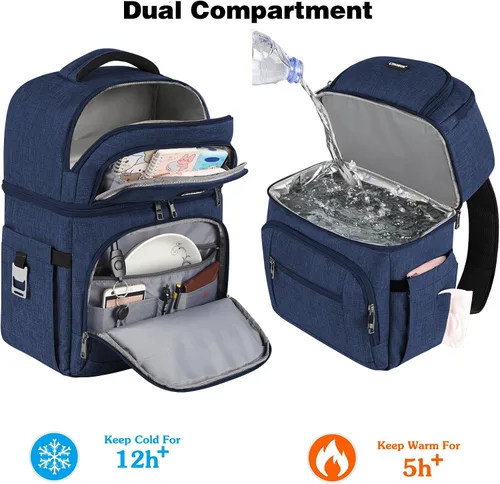 Miniatura 2 de Mochila Refrigeradora, Mochila Refrigeradora Aislada a Prueba de Fugas de Doble Compartimento Bolsa Refrigeradora para Hombres y Mujeres Mochila