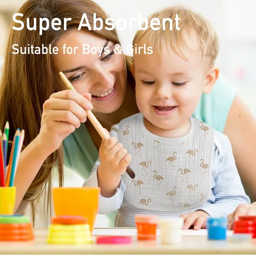 Miniatura 2 de Baberos de muselina para babeo de bebé unisex para niños y niñas, paquete de 10 baberos de algodón suave para dentición y babeo, regalos esenciales