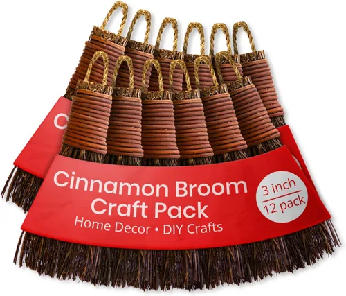 Miniatura 9 de Escoba de canela, aroma a canela, 6 pulgadas (paquete de 3), mini escoba decorativa para protección de puerta 03 Paquete
