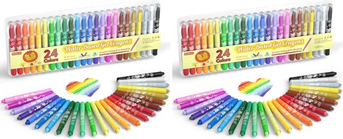 Miniatura 8 de Shuttle Art 24 colores de crayones de gel para niños pequeños, juego de crayones no tóxicos para niños y niñas, efecto crayón-pastel-acuarela, ideal