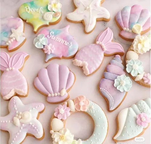 Miniatura 9 de Cortadores de galletas de sirena, cola de sirena, estrellas de mar, conchas de mar de acero inoxidable, formas para hornear, regalo