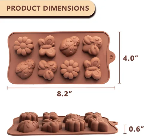 Miniatura 2 de WARM TIME Juego de 6 moldes de silicona para chocolate, moldes antiadherentes de grado alimenticio, moldes de cocina para chocolate, dulces