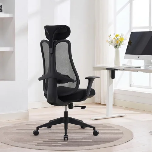 Miniatura 2 de Nouhaus Fluido - Silla de oficina ergonómica, silla de computadora de malla con respaldo alto y soporte lumbar ajustable en altura, respaldo y Negro
