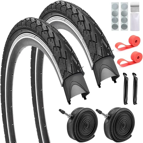 Miniatura 9 de Neumáticos de bicicleta de carretera 700x23C 700x25C 700x35C con 2 tubos internos, válvulas Presta, 2 palancas y 8 piezas de parches sin pegamento