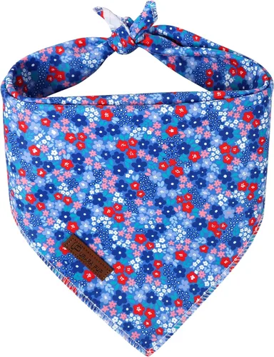 Miniatura 10 de Bandana de verano para perros, bufanda triangular de rejilla de algodón cómoda para perros medianos y grandes, pañuelo lavable para mascotas