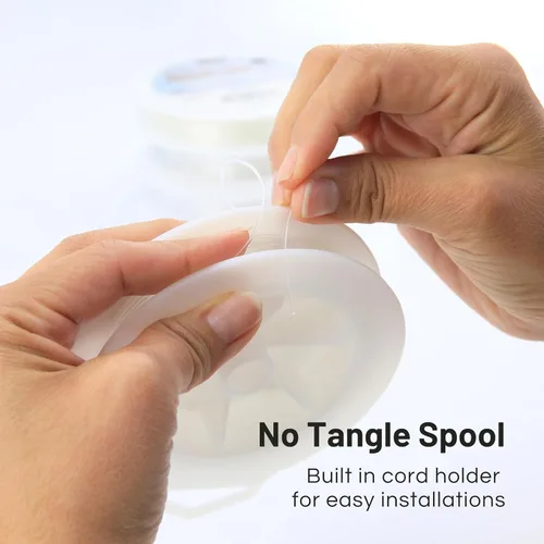 Miniatura 7 de Cuerda invisible para colgar, cuerda de nailon transparente para decoraciones, alambre colgante transparente que soporta hasta 5 libras
