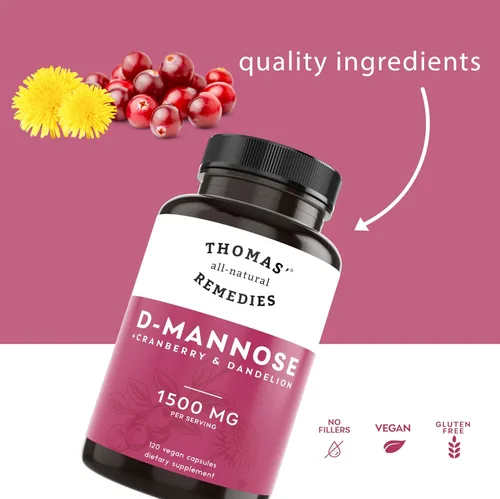 Miniatura 4 de Thomas' all-natural Remedies D-manosa 1200mg - con arándano y diente de león - Apoyo natural para la salud del tracto urinario y las infecciones