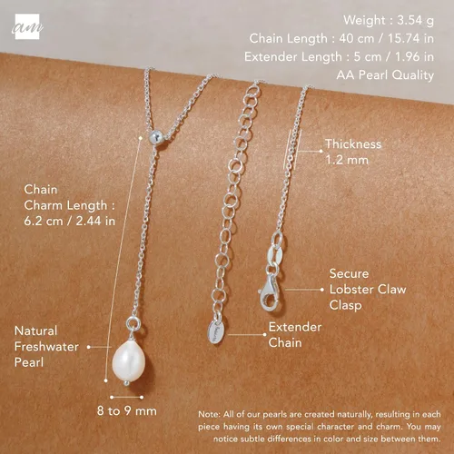 Miniatura 5 de Amberta Collar de perlas de agua dulce de plata de ley 925 para mujer
