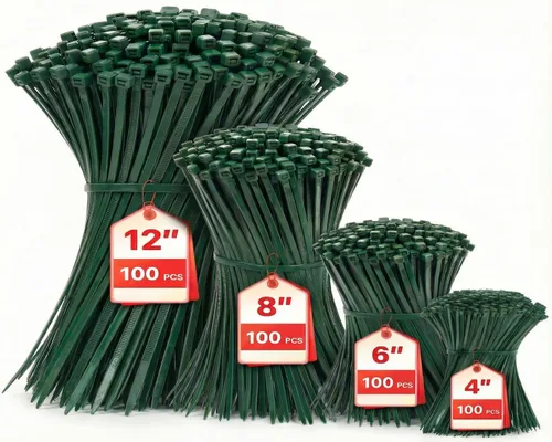 Miniatura 18 de Bridas para cables, paquete de 400 unidades, color negro, varios tamaños, 12+8+6+4 pulgadas, gestión de cables de nailon autobloqueante multiusos