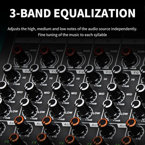 Miniatura 8 de Depusheng MX8 Mezclador de sonido de 8 canales Consola de mezcla de audio 48V 256DSP Profesional USB PC Play Record Podcast Live Broadcast (US MX8)