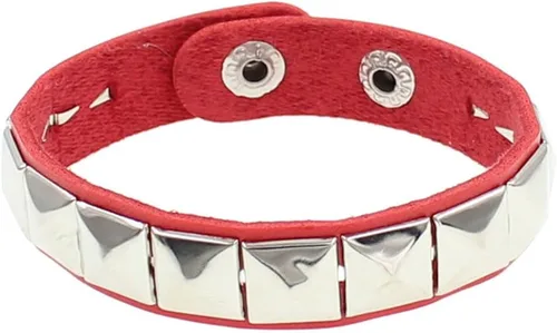 Miniatura 4 de TURTLEDOVE Punk Leather Bracelet Set - 3PCS Goth Leather Wristband with Metal Studded - Cuff Bangle for Men Women Rojo