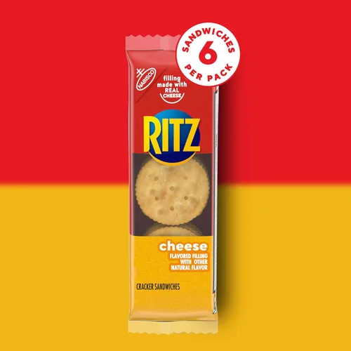 Miniatura 4 de RITZ Galletas tipo sándwich de queso, aperitivos para el almuerzo, 20 paquetes de bocadillos (6 galletas por paquete)