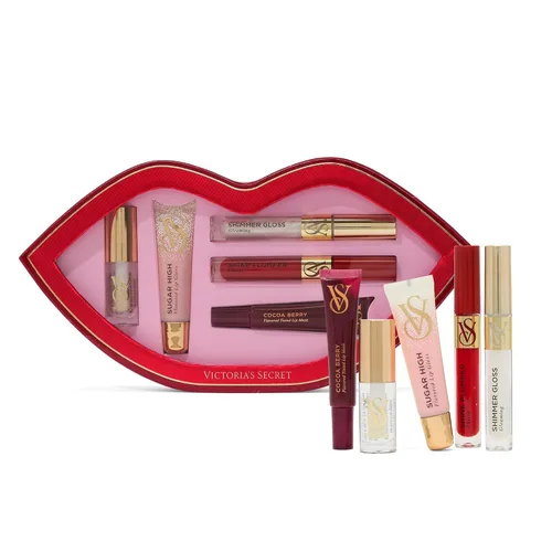 Victoria's Secret Set de regalo de 5 piezas de brillo de labios surtido, brillo con sabor para mujeres