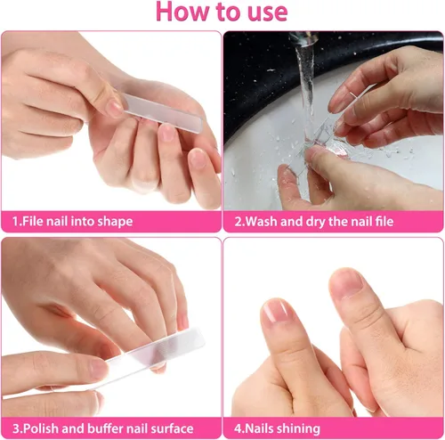 Miniatura 4 de 8 unidades de limas de cristal natural para uñas con estuche para uñas naturales