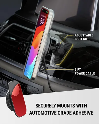 Miniatura 3 de Scosche MPQMD-SP MagicMount Charge Pro Qi2 Cargador de montaje en coche MagSafe de carga inalámbrica rápida, soporte magnético de teléfono celular