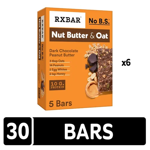 Miniatura 5 de RXBAR - Barras de mantequilla de nuez y avena con proteína, snacks de proteínas, mantequilla de maní y chocolate oscuro (6 cajas, 30 barras)