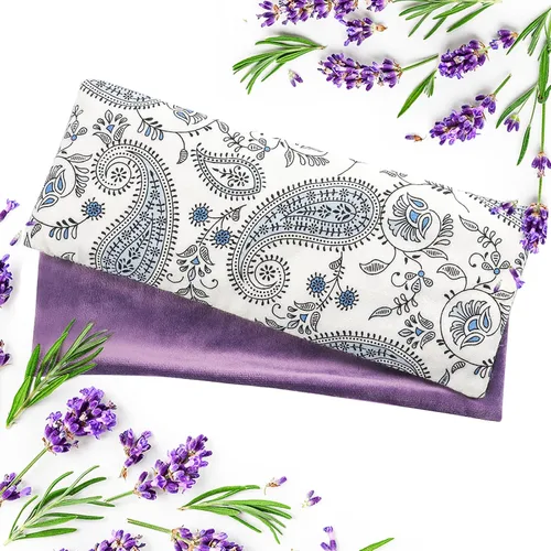 Miniatura 9 de Almohada de ojos de lavanda para relajación, yoga, sueño - Máscara de ojos con peso para dolor de cabeza, sinusitis, compresa de calor húmedo de Azul