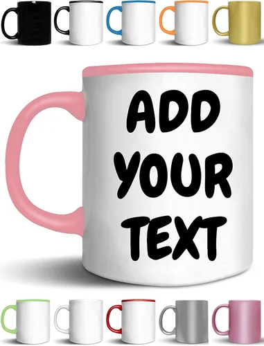 Miniatura 11 de Tazas de café personalizadas, añade tu nombre, texto o letras, tazas de cerámica personalizadas con varios colores y fuentes, taza con monograma