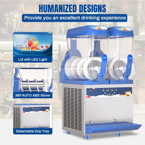 Miniatura 6 de XPW Máquina comercial de granizado 1000 W 30L Tanques Máquina comercial para hacer granizados Máquina de Margarita de acero inoxidable 304 Máquinas