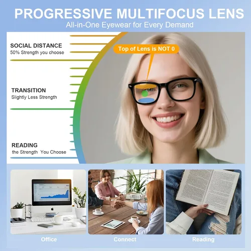 Miniatura 2 de SKYOAK Premium Progressive Multifocus Reading Glasses Men, Stylish Computer Readers Multifocal Eyeglasses
