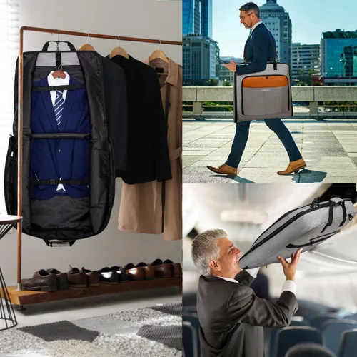 Miniatura 7 de Bolsa de viaje grande de viaje para hombres de 40 pulgadas, 3 bolsas de ropa para viajes de negocios, maletas colgantes 2 en 1 para viajes, bolsa