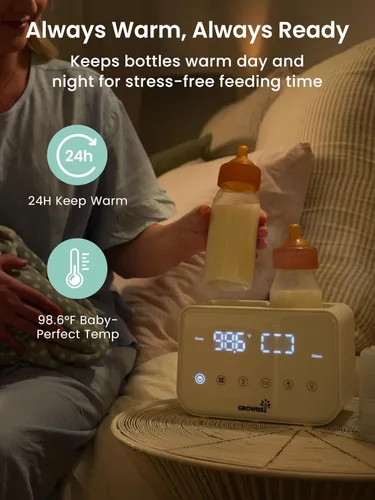 Miniatura 6 de Grownsy - Calentador de biberones rápido 10 en 1, control preciso de temperatura, con pantalla LCD, temporizador, descongelación, esterilización