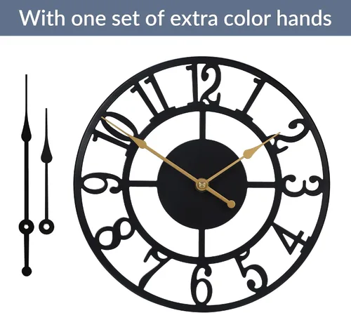 Miniatura 7 de LEIKE - Reloj de pared con números arábigos de 10 pulgadas, funciona con pilas, negro, silencioso y sin tictac, relojes de pared para decoración
