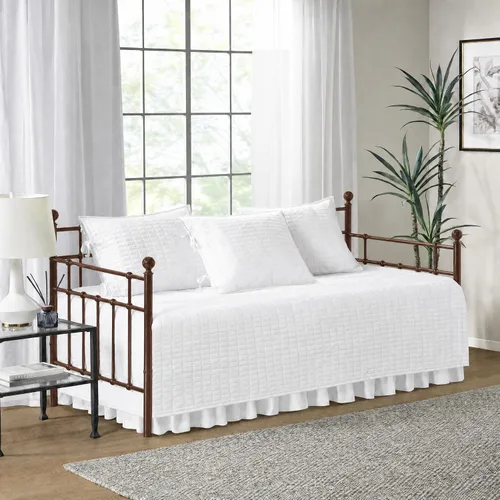 Comfort Spaces - Funda para sofá cama, acolchado doble cara de lujo, ropa de cama acogedora para todas las estaciones con falda de cama, fundas a