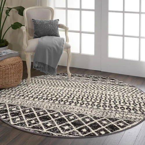 Miniatura 47 de Alfombras marroquíes para sala de estar, 5 x 7 pies, alfombra suave bohemia envejecida antideslizante grande, alfombra de granja de pelo bajo