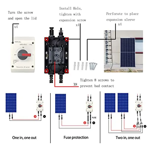 Miniatura 4 de Interruptor solar fotovoltaico CC 1500V 32A, disyuntor miniatura de CC IP66 Caja combinada solar para sistema de paneles solares RV (proctivo)