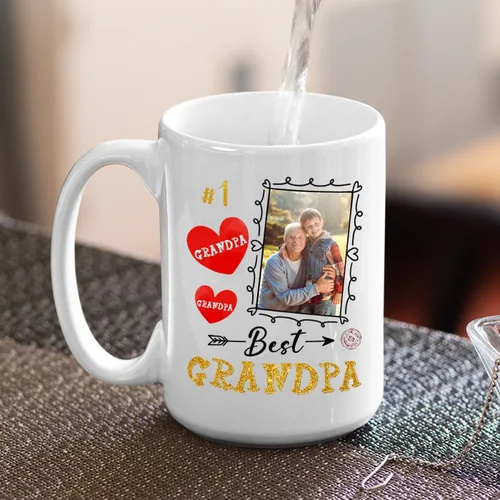 Miniatura 4 de Taza de café de cerámica con texto en inglés «Best Grandpa Add Photo », regalos para abuelo, abuelo, papá, amapola, Día del Padre, taza de café
