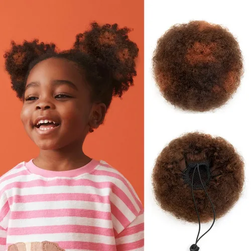 Miniatura 12 de Cola de caballo de cabello humano con cordón para mujeres negras, extensión de cabello humano rizado 4C, 8 pulgadas, aspecto natural, añade volumen