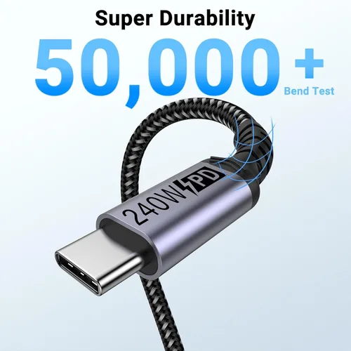 Miniatura 7 de Paquete de 2 cables USB 4 de 1 pie, cable USB C a USB C de 240 W, transferencia de datos de alta velocidad de 40 Gbps y salida de video de pantalla