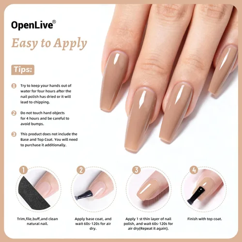 Miniatura 6 de OpenLive 18ml Esmalte de uñas desnudo de gran volumen, secado rápido, rosa claro, esmalte de uñas de secado rápido y larga duración, arte de uñas