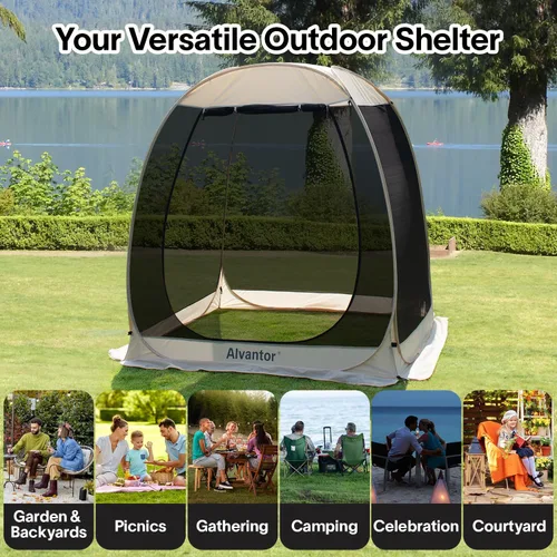 Miniatura 8 de Alvantor Tienda de campaña desplegable para casa, cenador instantáneo al aire libre con mosquitera y protección solar UPF 50+, refugio portátil