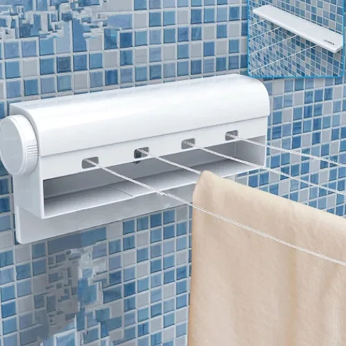 Miniatura 6 de Tendedero retráctil para exteriores para interiores y exteriores, secadora de ropa flexible de plástico, colgador de cuerda telescópica de plástico