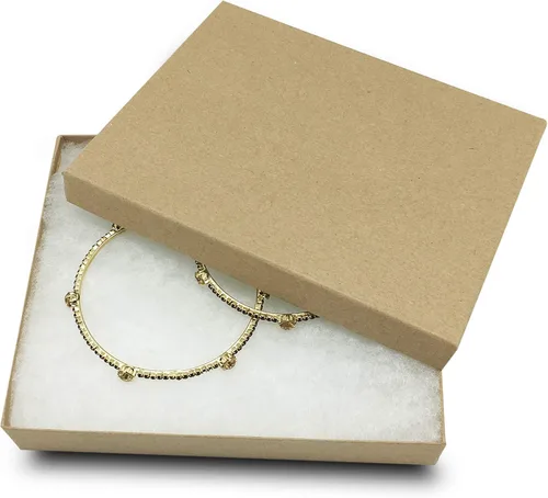 Miniatura 10 de TheDisplayGuys - Paquete de 100 cajas de cartón rellenas de algodón #21 para joyas, caja de regalo, color marrón kraft (2.6 x 1.6 x 1.0 pulgadas)