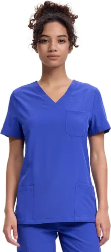 Miniatura 30 de floralhue Uniformes médicos para mujeres, blusas de uniforme médico suaves con cuello en V, uniforme médico elástico con 4 bolsillos, transpirable