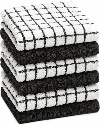 Miniatura 26 de Bumble - Paños de cocina (8 unidades) 12 x 12 pulgadas Toallas de cocina 100% algodón 405 GSM Toallas de cocina suaves, altamente Gris