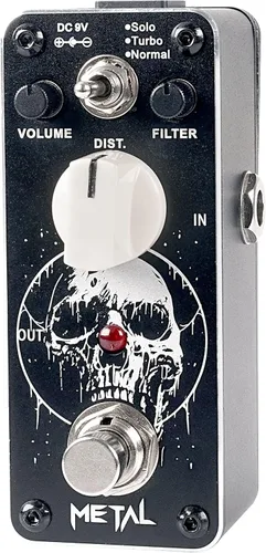 Sondery Pedal de distorsión de metal para guitarras eléctricas, 3 modos de solo turbo y normal, cálida y suave amplia gama de sonido de distorsión